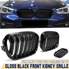 For 2015-2019 BMW F20 F21 Front Kidney Grille Grill Gloss Black Double Slat