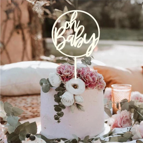 Baby cake topper wooden - oh,