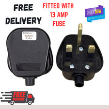 Black Mains Plug 13A UK 3 PIN
