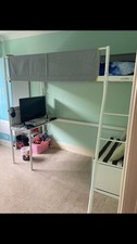 Metal Loft Bed Frame High Sleeper Bunk Bed for Study, Desk