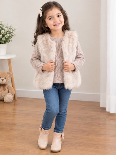 Faux fur gilet sleeveless - faux,