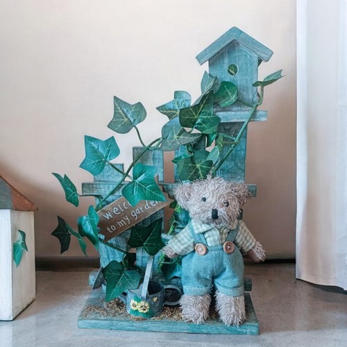 Rustic garden teddy bear - rustic,