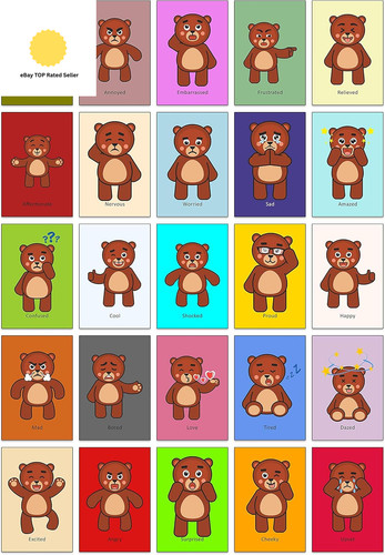 Bear emotion cards feelings - 25,