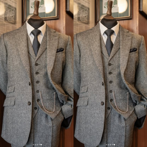 Vintage men tweed suit - men's,