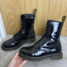 Dr Martens 1490 Doc Patent Leather High 10 Hole Boots Black Size UK 7 EU 41