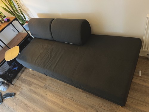 Black fabric sofa bed - fabric,