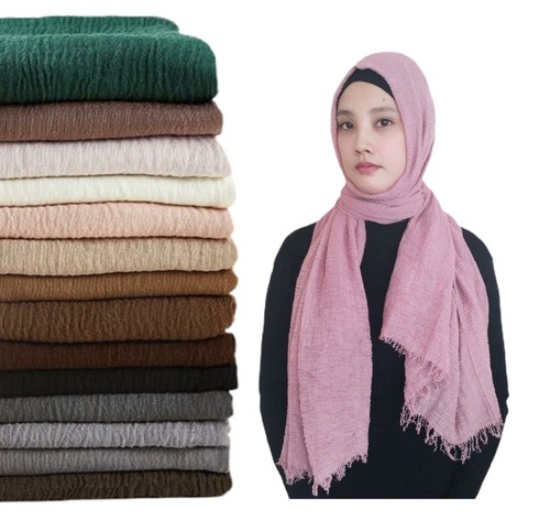 New crinkle scarf hijab plain - new,