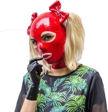 Red Latex Hood Back Zipper