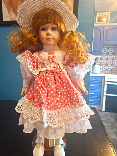 Porcelain girl doll auburn - girl,