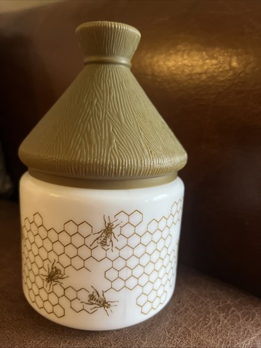 Vintage white milk glass honey - milk,
