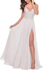 Chiffon Lace Appliqued Prom