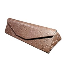 GUCCI Collapsible Brown Triangle Glasses/Sunglasses Case GG Tri Fold Small Case