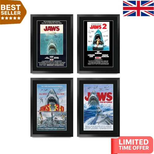 Framed jaws autographed - a3,