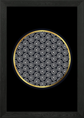 Gold circle pattern framed - gold,