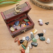 Treasure Chest With Mixed Healing Crystals Polished Gemstones Kids Gift Set