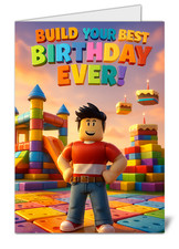 High Quality Happy Birthday Card - Roblox Themed Greeting Card