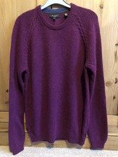 Ted Baker Mens Round Neck Purple/Plum Woollen Jumper with Alpaca Size 4=L GC 