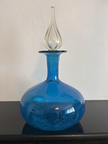 Vintage turquoise hand blown - turquoise,
