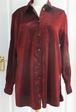 Burgandy Red satin finish shiny blouse size 16 vgc