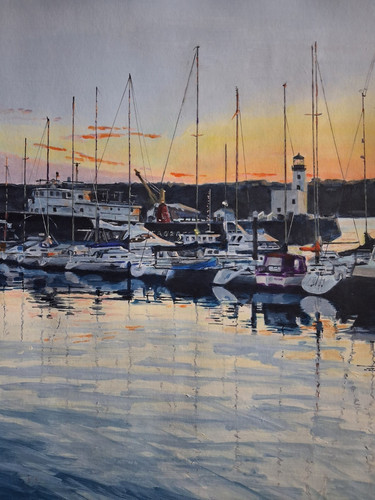 Harbour masts sundown at - sundown",