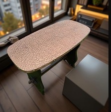 Antique / Vintage Hammered Copper Top Coffee Table Pub Country