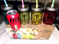 4 x Mason Style Glass Jar Cups