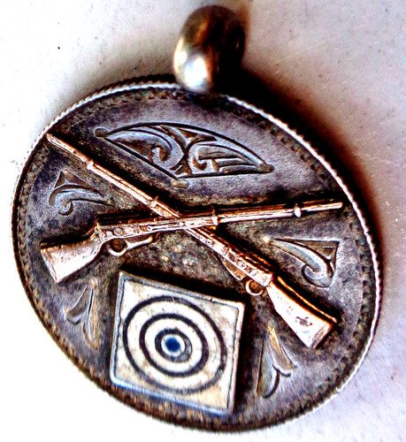 Antique silver enamel fob - antique,