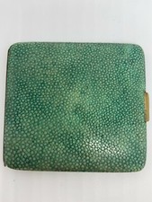 Antique Shagreen & Brass Cigarette Case English Made 9cm X 9.5cm