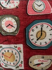 Size 12 New Cath Kidston Beautiful Vintage Style Red Clocks Tea Dress 