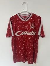 Liverpool FC Retro Candy Replica Home Football Shirt 1989-1991 Men's Size Large