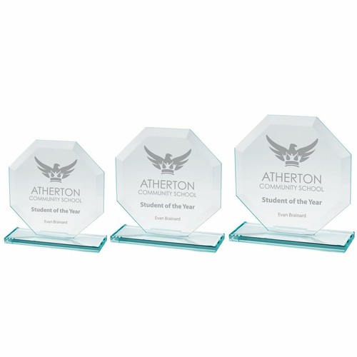 Engraved glass award trophy - engraved,