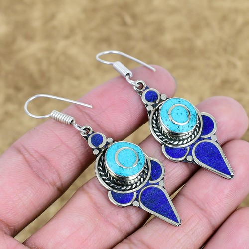 Turquoise lapis lazuli earring - turquoise,