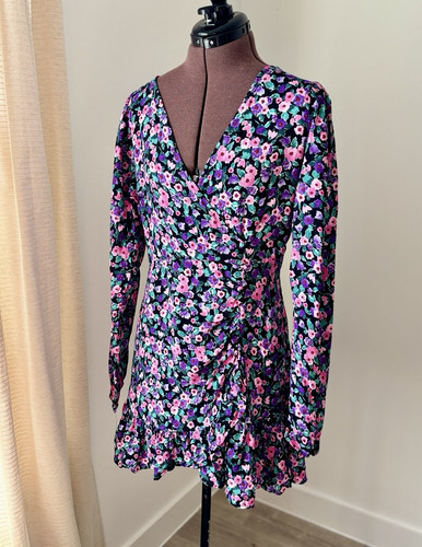 Zara wrap dress black multi - black,