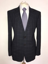 PAUL SMITH - Mens NAVY BLUE Check WOOL SUIT - 40 Reg - W34 L32 - NICE SUIT