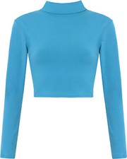 New Womens Turtle Neck Crop