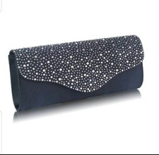 Navy Blue Satin Diamante