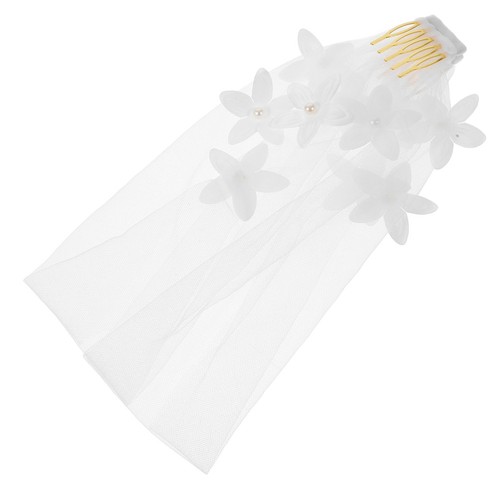 Short white bridal veil with - bridal,