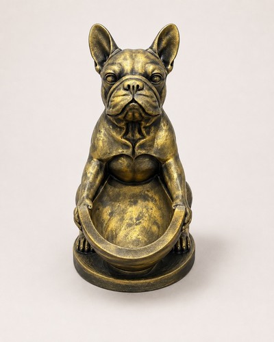 French bulldog butler statue - french,