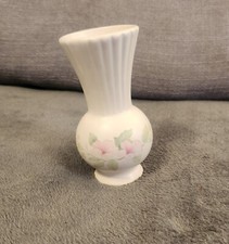 Aldridge Pottery - Small Vase: Cream with Pink Floral Design - 10 cm tall x 8 cm