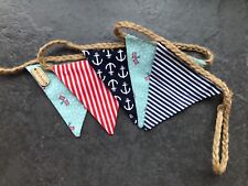 Nautical handmade fabric mini bunting - seaside coastal decor - various prints