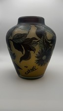 Gallé Style Cameo Glass Vase – Art Nouveau Floral Design – Signed “Gallé”