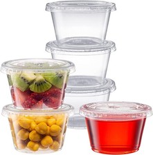 Zuvo Plastic Sauce Containers with Lids - 04 OZ 50 Pack - Perfect Round Plastic