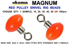 OKUMA RED PULLEY SWIVEL RIG BEADS FOR SEA FISHING LINE BAIT CLIP DOWN PENNEL RIG