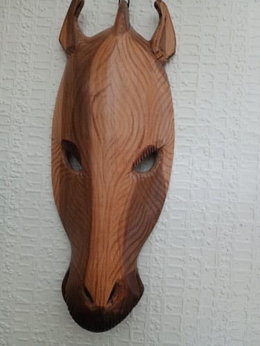 Carved wood zebra mask - zebra,