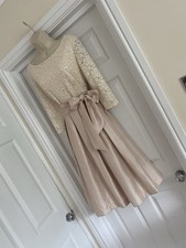 EXQUISITE ELIZA J SIZE 16/18 USA 14 RICH CHAMPAGNE FIT & FLARED EVENING DRESS