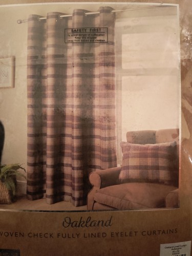 Lined curtains check eyelet - lined,