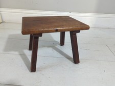 Antique Oak Small Stool Kitchen Solid Angular Hard Wood Design FREE Post