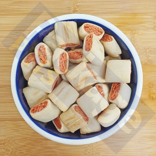 Salmon flavoured burgers - flavoured, fold
