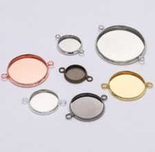 10X Connectors Round Double Loop Cabochon Base Cameo setting  DIY Jewelry Making