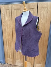 Joules Tweed Purple Waistcoat Size Uk 18 Excellent Condition